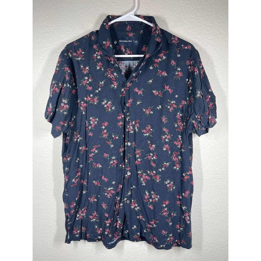 Abercrombie & Fitch Mens Large Floral Print Short Sleeve Button Up Shirt resort